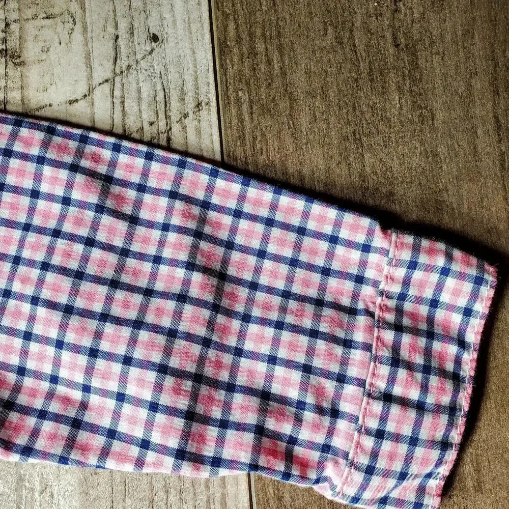 Carter's Baby Boy Size 9m Pink and Blue Plaid 100% Cotton Button Down Shirt